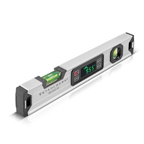 STAHLWERK Digitale Wasserwaage DW-400 ST aus Aluminium mit 400 mm Länge magnetische Richtwaage | Magnet-Wasserwaage | Aluminium-Wasserwaage | Digital-Wasserwaage | Winkelmesser von STAHLWERK