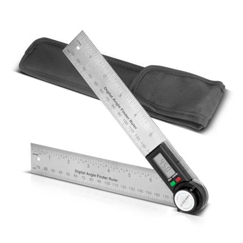STAHLWERK Digitaler Winkelmesser DWM-200 ST mit 180 mm Messbereich 360° Präzisions-Winkelmessgerät | Gradmesser | Winkellineal aus Edelstahl von STAHLWERK