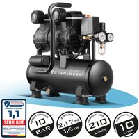 STAHLWERK Kompressor 10 bar 2,1 PS 1,6 kW 210 l/min 10 l Druckluftkompressor von STAHLWERK