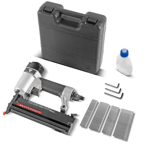 STAHLWERK Druckluft Nagler DN-50 ST 2 in 1 Nagelpistole | Tacker mit 5-7 Bar Arbeitsdruck, Metallgehäuse, geeignet für 18 Gauge Nägel und Tackernadeln inklusive Zubehör und Transportkoffer von STAHLWERK