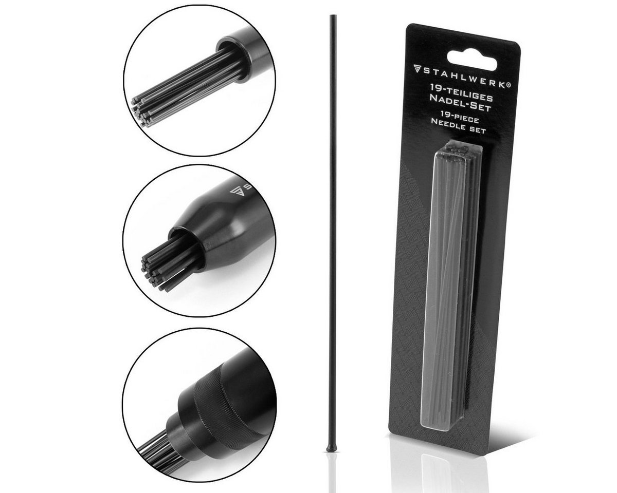 STAHLWERK Druckluftwerkzeug 19-teiliges Stahlnadel-Set für Nadelentroster, (Paket, 19-tlg., Set), für Druckluft-Nadelentroster in der KFZ-Werkstatt und im Maschinenbau von STAHLWERK