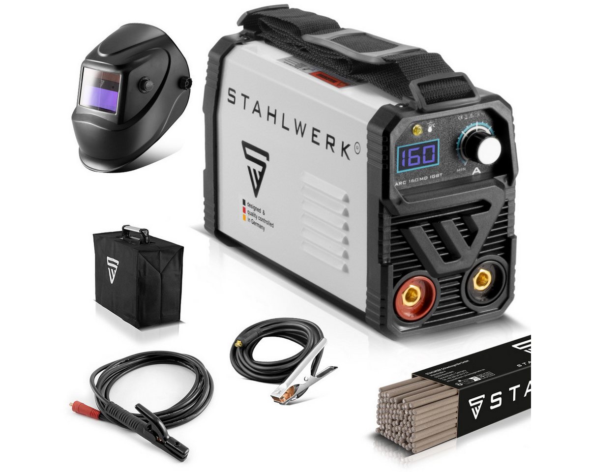 STAHLWERK Elektroschweißgerät ARC 160 MD Schweißgerät Vollausstattung, 30 - 160 A, Set, 8-tlg., Lift-TIG Inverter mit 160 Ampere, IGBT Technologie und Single-Board von STAHLWERK