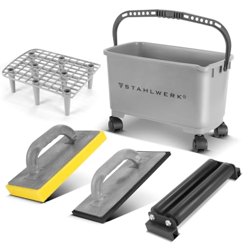 STAHLWERK Fliesenwaschset | 5-teiliges Fliesenleger Waschset | professionelles Fliesen Waschset mit 24 Liter Eimer | Fliesenwaschbrett | Reibebrett | Fliesenreinigung | perfekte Fliesen STAHLWERK Fliesenwaschset | 5-teiliges Fliesenleger Waschset | professionelles Fliesen Waschset mit 24 Liter Eimer | Fliesenwaschbrett | Reibebrett | Fliesenreinigung | perfekte Fliesen von STAHLWERK