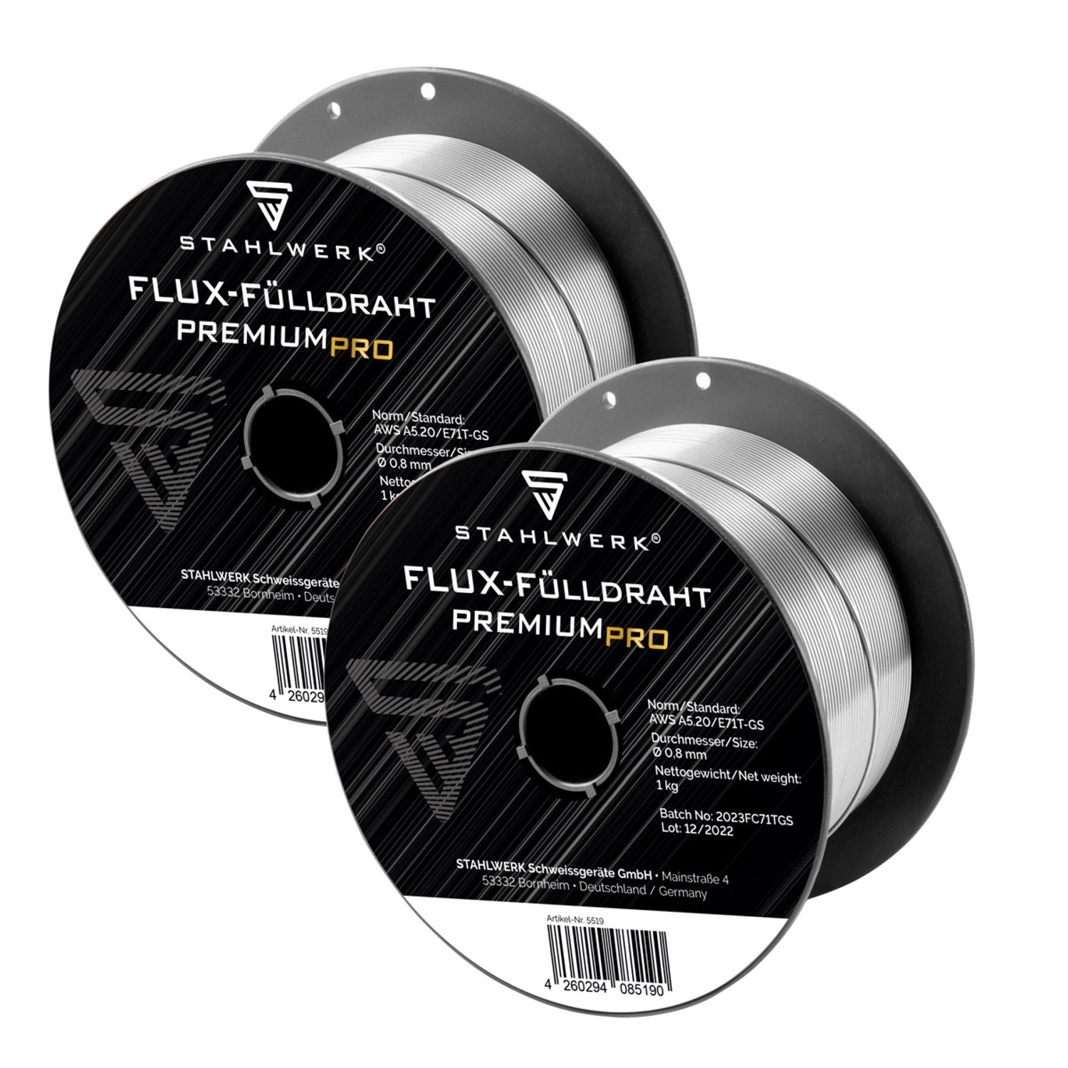 STAHLWERK Fülldraht MIG/MAG Ø 0,8 mm E71T-GS S100/ D100 Drahtrolle 1 kg 2er Set von STAHLWERK