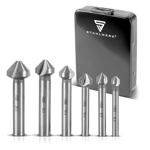 STAHLWERK HSS Kegelsenker 6er Set 90° 6,3-20,5 mm DIN 335 Form C Senker | Entgratsenker | Senkbohrer | Ansenker | Versenker | Senkwerkzeug | Universal-Kegelsenker-Satz für Holz, Metall und Kunststoffe STAHLWERK HSS Kegelsenker 6er Set 90° 6,3-20,5 mm DIN 335 Form C Senker | Entgratsenker | Senkbohrer | Ansenker | Versenker | Senkwerkzeug | Universal-Kegelsenker-Satz für Holz, Metall und Kunststoffe von STAHLWERK