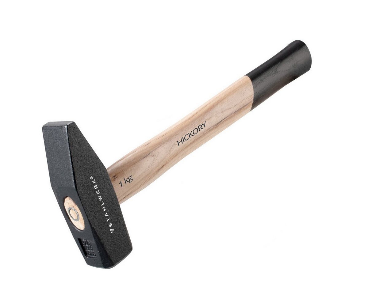 STAHLWERK Hammer Hammer Schlosserhammer 1000 g hochwertig gefertigt (Set, 1-St., Einzelgerät), vibrationsdämpfender Griff aus Hickory-Holz von STAHLWERK