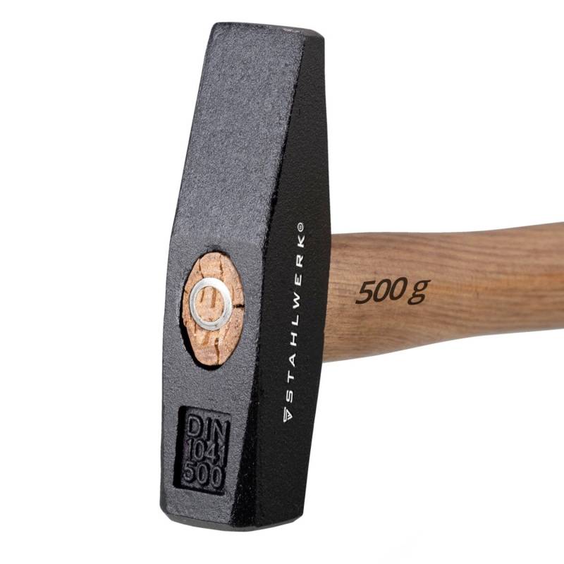 STAHLWERK Hammer Schlosserhammer 500G Robuster Stahlkopf Griff Aus Hickory Holz von STAHLWERK