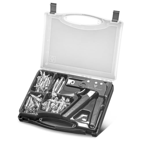 STAHLWERK Hohlraumdübel-Zange im Set mit Metall-Hohlraumdübeln M4 x 32 | M4 x 38 | M5 x37 | M5 x 52 | 72-teiliges Metalldübel-Set mit Dübel-Zange für Trockenbau-Arbeiten von STAHLWERK