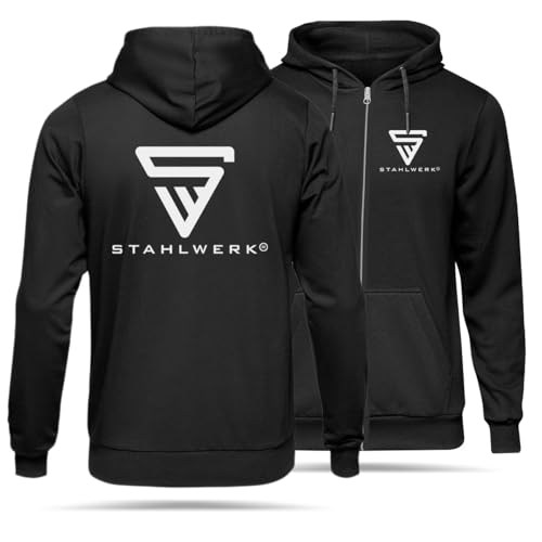 STAHLWERK Hoodie/Kapuzenpullover/Kapuzenpulli/Sweatjacke mit Reißverschluss in Schwarz mit Logoprint, Größe L STAHLWERK Hoodie/Kapuzenpullover/Kapuzenpulli/Sweatjacke mit Reißverschluss in Schwarz mit Logoprint, Größe L von STAHLWERK