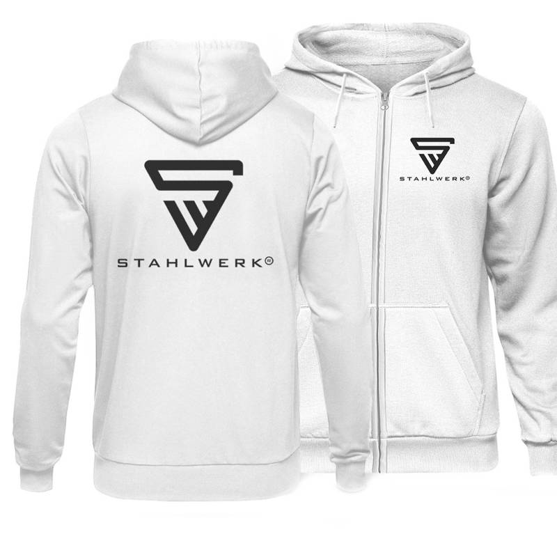 STAHLWERK Hoodie Kapuzenpullover Kapuzenpulli mit Reißverschluss in Weiß Größe L von STAHLWERK