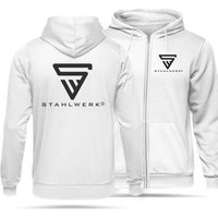 Stahlwerk - Hoodie Kapuzenpullover Kapuzenpulli mit Reißverschluss in Weiß Größe m von STAHLWERK