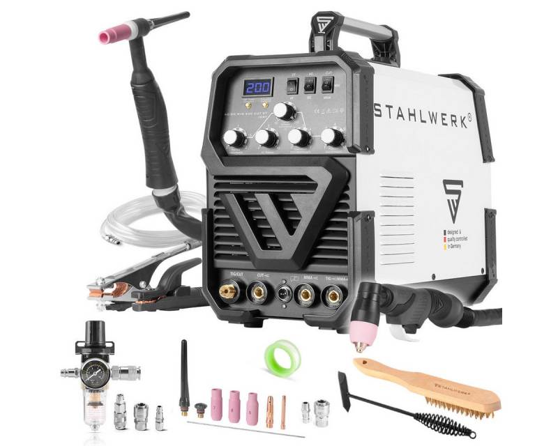 STAHLWERK Inverterschweißgerät AC/DC WIG 200 CUT ST mit Plasmaschneider und MMA, 10 - 200 A, Packung, Kombi Schweißgerät von STAHLWERK
