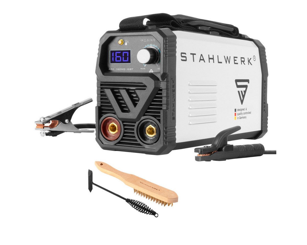 STAHLWERK Inverterschweißgerät ARC 160 MD Schweißgerät - DC MMA, E-Hand, 30 - 160 A, Packung}, 4-tlg., Einzelgerät, Lift-TIG Inverter mit 160 Ampere, IGBT Technologie und Single-Board von STAHLWERK