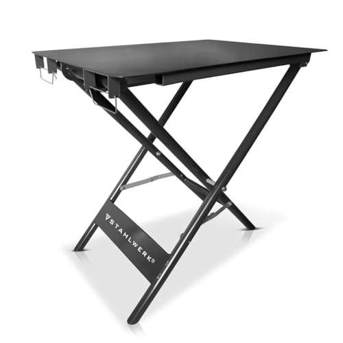STAHLWERK Klappbarer Schweißtisch FWT-890 ST 890 x 595 mm mobiler Montagetisch mit 100 kg Tragkraft und pulverbeschichteten Beinen von STAHLWERK