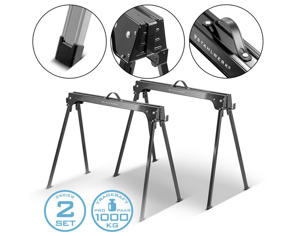 STAHLWERK Klappbock Sägebock SB-740 ST im 2er Set, (2-St) von STAHLWERK