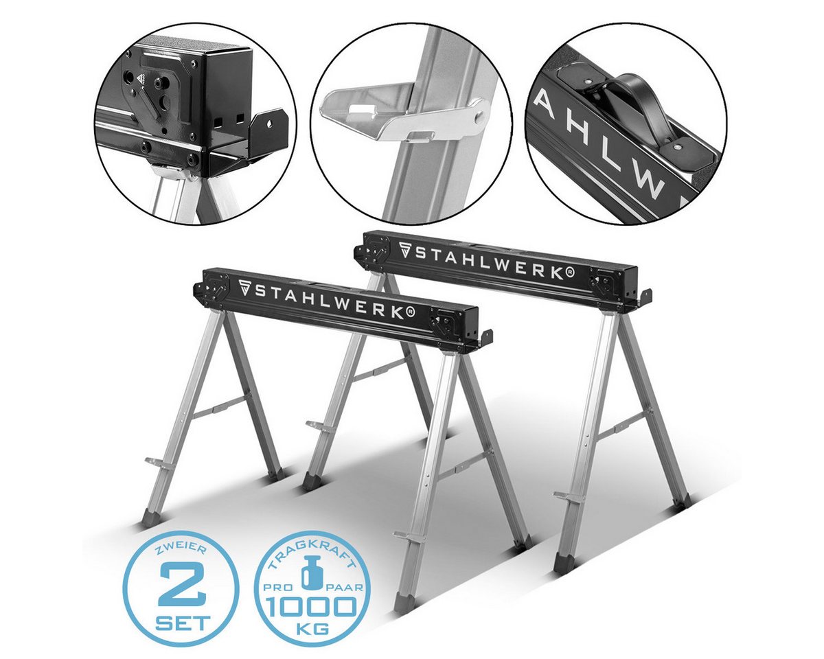 STAHLWERK Klappbock Sägebock SB-757 ST im 2er Set, (2-St) von STAHLWERK