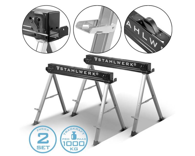 STAHLWERK Klappbock Sägebock SB-757 ST im 2er Set, (2-St) von STAHLWERK