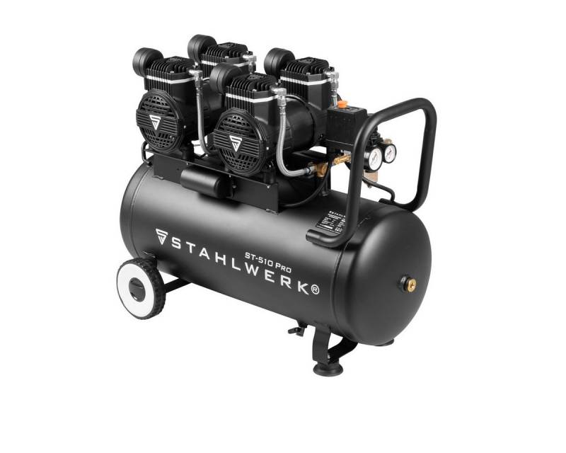STAHLWERK Kompressor Kompressor ST-510 Pro mit 10 bar 4,3 PS 3,2 kW, 2780 W, max. 10 bar, 50 l, Gerät, 1-tlg., Einzelgerät, Flüster-Kompressor mit Brushless-Motoren von STAHLWERK