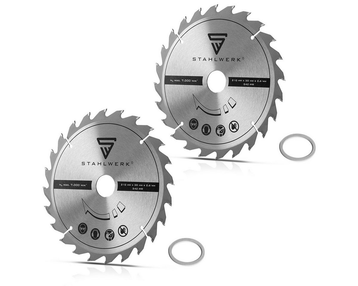 STAHLWERK Kreissägeblatt 2 x Universal Sägeblatt 210 x 2,6 / 30 mm (Packung, 2-St., 2 St), für Holz und NE-Metallen von STAHLWERK
