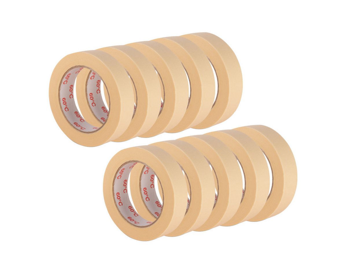 STAHLWERK Kreppband Malerkrepp 10er Set 50 m x 25 mm robustes Universalkreppband (10-St) von STAHLWERK