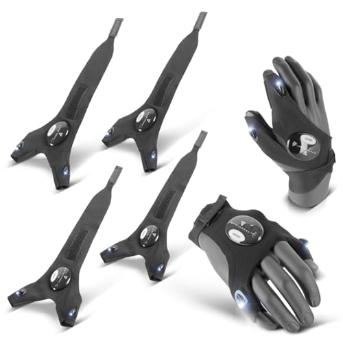 STAHLWERK LED-Handschuhe 2er Set - Helles Licht, freie Hände bei Reparaturen oder Montagearbeiten, Arbeitshandschuhe mit Licht, universell einsetzbar, Einheitsgröße, ideal für Mechaniker beim Camping von STAHLWERK