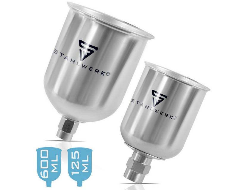 STAHLWERK Lackierpistole Lackbecher Set Fließbecher 125 ml / 600ml Lackierpistole Spritzpistole von STAHLWERK