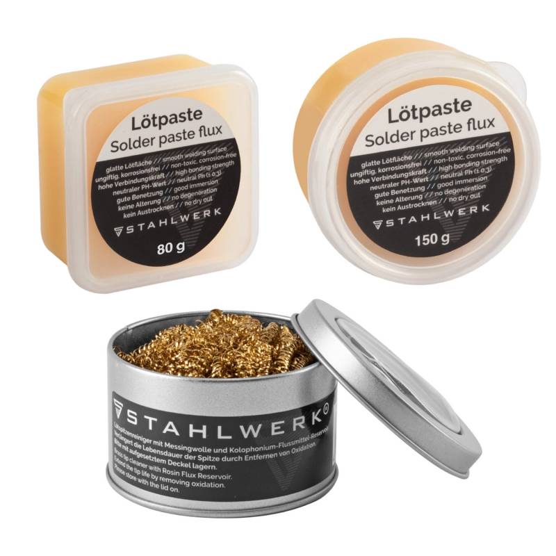 STAHLWERK Lötzubehör Set Mit Lötkolbenspitzen-Reiniger Lötpaste & Lötpaste von STAHLWERK