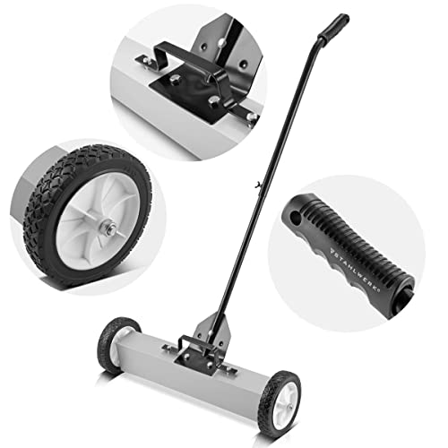 STAHLWERK Magnet-Bodenkehrer MBK-18 ST mit 457 mm Breite und 15 kg Fassungsvermögen, Magnetbesen/Spänesammler/Magnetische Kehrmaschine für Metallspäne Schrauben und andere magnetische Kleinteile von STAHLWERK