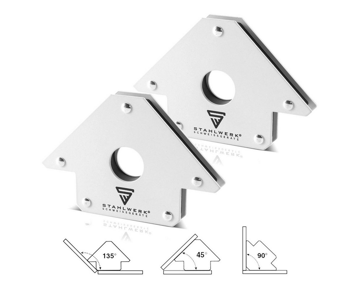 STAHLWERK Magnet-Schweißwinkel STAHLWERK 2 × Magnet-Schweißwinkel Magnetwinkel Schweißmagnet 45° x, (Set, 2-St), Schweißmagnet 45° x 90° x 135°, 22,6 kg / 50 lbs von STAHLWERK