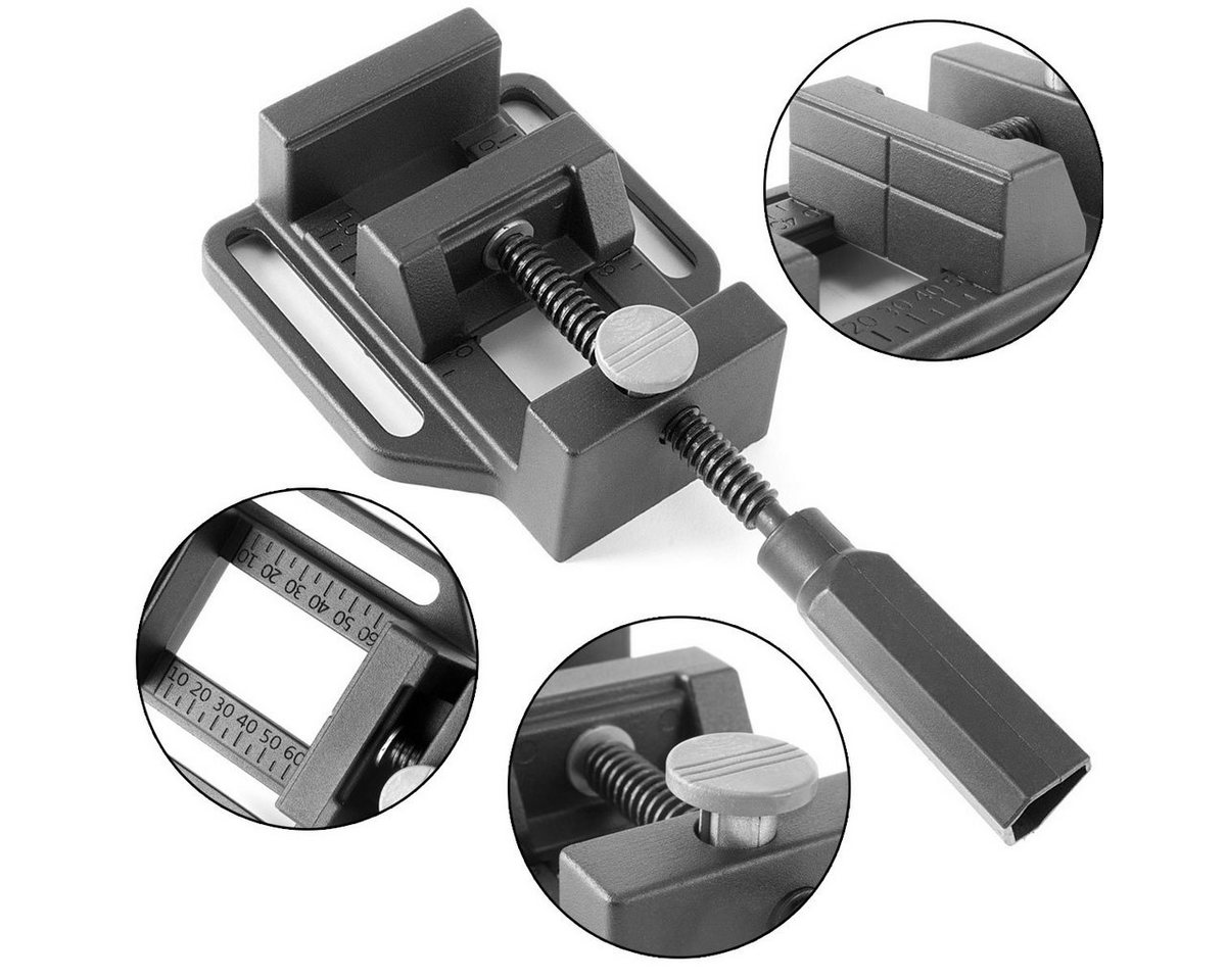 STAHLWERK Maschinenschraubstock MS-70-ST Maschinenschraubstock, Packung, 1-St., Parallelschraubstock für Säulenbohrmaschine aus Alu von STAHLWERK