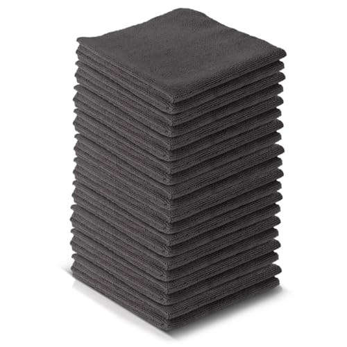 STAHLWERK Mikrofaser-Handtuch 20er Set 40 x 40 cm 300 GSM Trockentuch | Reinigungstuch | Poliertuch | Putztuch | Pflegetuch | Mikrofaser-Tuch | schwarz von STAHLWERK