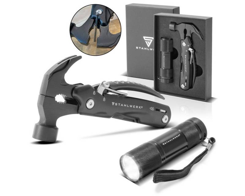 STAHLWERK Multitool Multitool, 12 Werkzeuge, Multifunktionswerkzeug, (Packung, 1 St., Set), aus rostfreiem, gehärtetem Edelstahl gefertigt von STAHLWERK