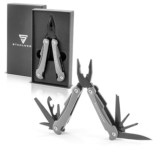 STAHLWERK Multitool mit 13 Werkzeugen, hochwertiges Taschenmesser/Klappmesser/Multifunktionswerkzeug mit Messer, Säge, Feile, Kombizange, Drahtschneider, Schraubendreher etc. STAHLWERK Multitool mit 13 Werkzeugen, hochwertiges Taschenmesser/Klappmesser/Multifunktionswerkzeug mit Messer, Säge, Feile, Kombizange, Drahtschneider, Schraubendreher etc. von STAHLWERK