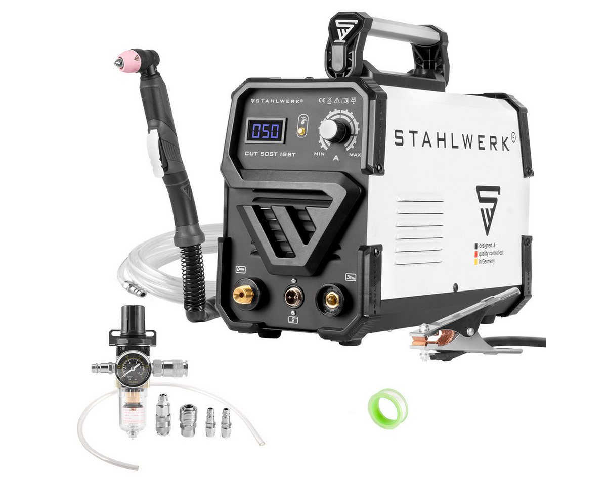 STAHLWERK Plasmaschneidegerät CUT 50 ST IGBT Plasmaschneider mit 50 Ampere, 15 - 50 A, Packung, 1-tlg., Einzelgerät, bis 14 mm Schneidleistung von STAHLWERK