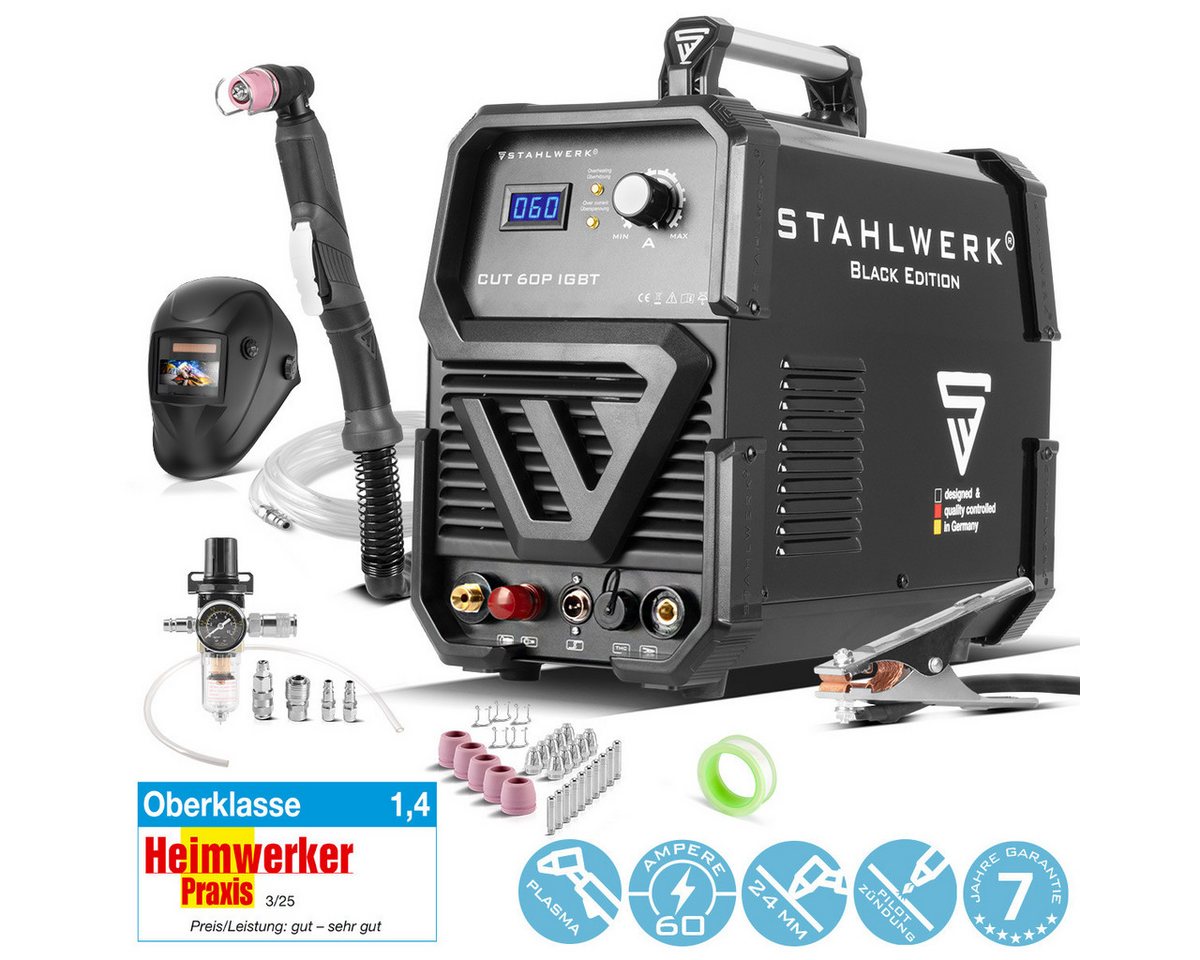 STAHLWERK Plasmaschneidegerät Plasmaschneider CUT 60 Pilot IGBT Vollausstattung, 20 - 60 A, Packung, 1-tlg., Vollausstattung, bis 24 mm Schneidleistung STAHLWERK Plasmaschneidegerät Plasmaschneider CUT 60 Pilot IGBT Vollausstattung, 20 - 60 A, Packung, 1-tlg., Vollausstattung, bis 24 mm Schneidleistung von STAHLWERK