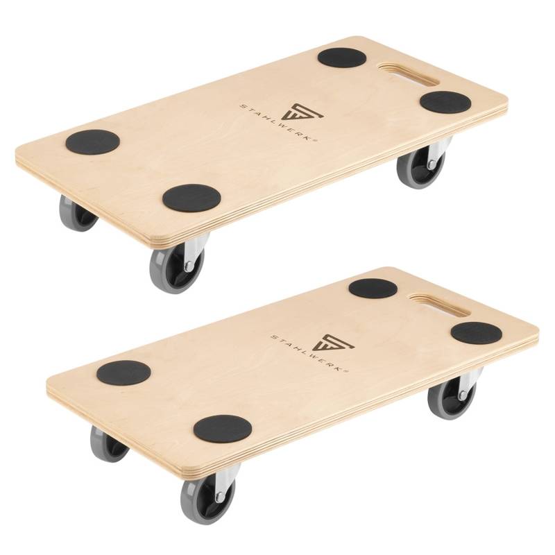 STAHLWERK Rollwagen TRS 250 ST 2er Set 250kg Tragkraft 58 x 29 cm Plattformwagen von STAHLWERK