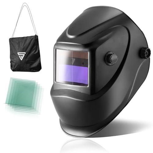 STAHLWERK Automatik-Schweißhelm ST-450R - Schweißerhelm für Einsteiger geeignet, automatische Abdunkelung DIN 9-13, Sensitivität ist stufenlos einstellbar, nur 500 Gramm, Sichtfeld 92,5 x 42,5 mm von STAHLWERK