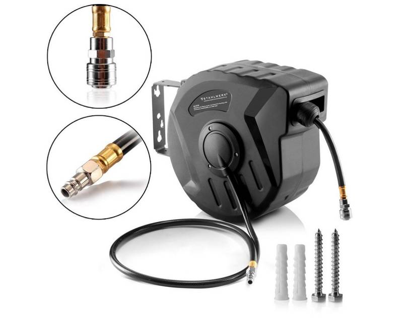 STAHLWERK Schlauchaufroller DA-10 Schlauchtrommel 10+1 m mit Aufroll-Automatik, (Packung, 4-tlg., Set), Snap-Funktion, robustes Kunststoffgehäuse STAHLWERK Schlauchaufroller DA-10 Schlauchtrommel 10+1 m mit Aufroll-Automatik, (Packung, 4-tlg., Set), Snap-Funktion, robustes Kunststoffgehäuse von STAHLWERK