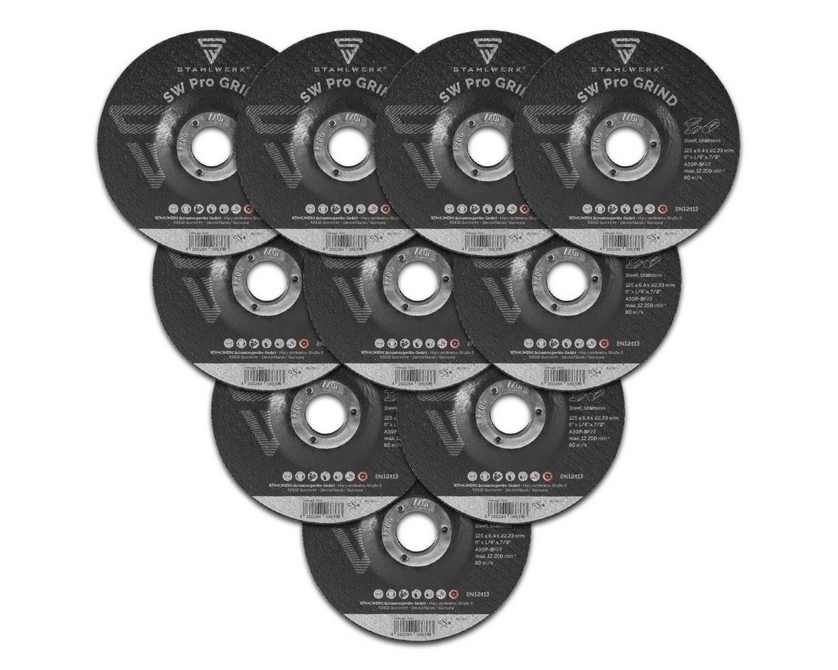 STAHLWERK Schleifscheibe SW Pro Grind Schruppscheibe Schleifscheibe Ø125 mm, (Packung, 10 St., Set) von STAHLWERK