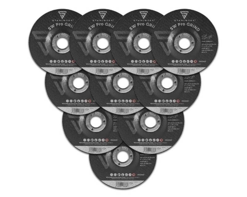 STAHLWERK Schleifscheibe SW Pro Grind Schruppscheibe Schleifscheibe Ø125 mm, (Packung, 10 St., Set) von STAHLWERK