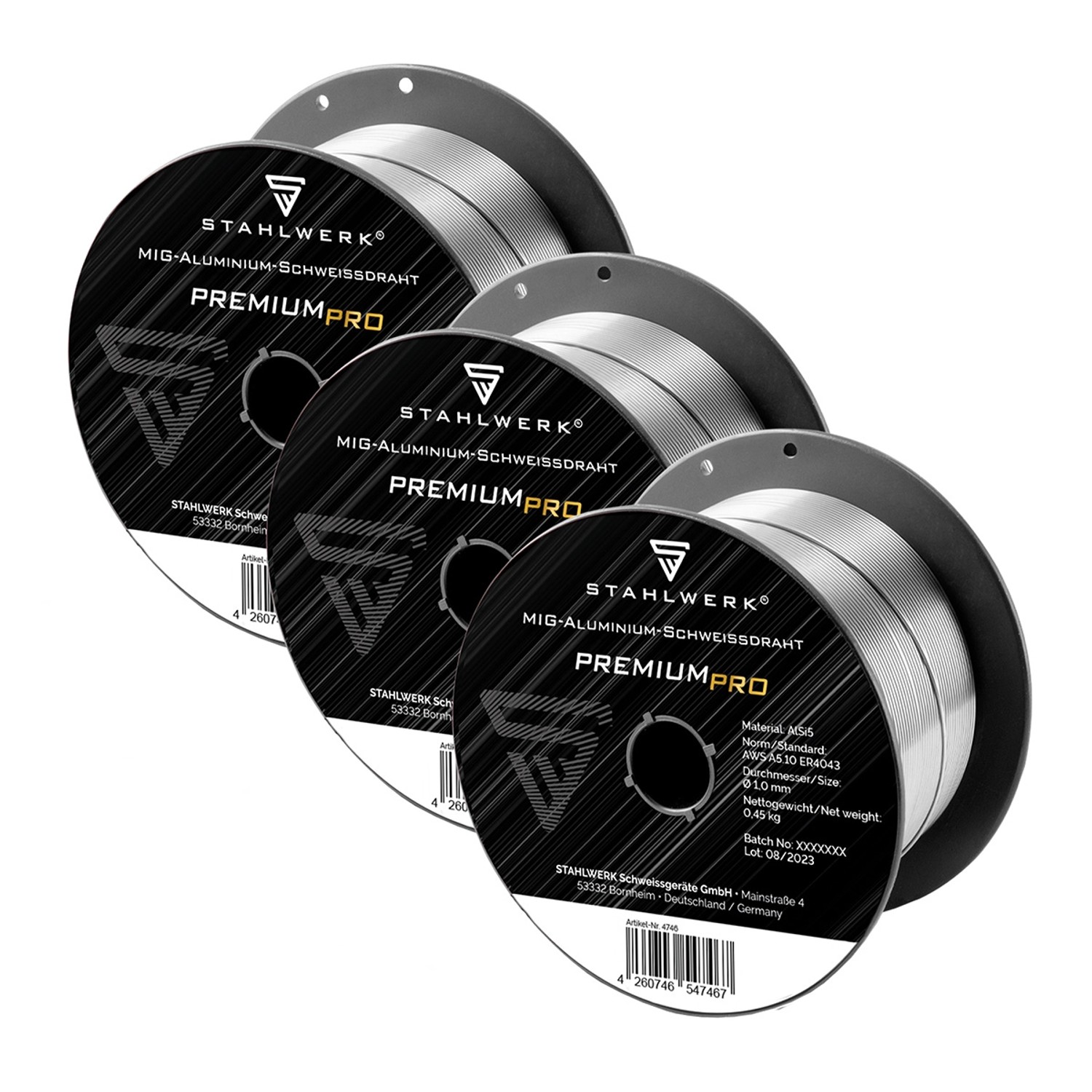 STAHLWERK Schweißdraht MIG MAG Aluminium ER4043 AlSi5 10 mm 045 kg Rolle 3er Set von STAHLWERK