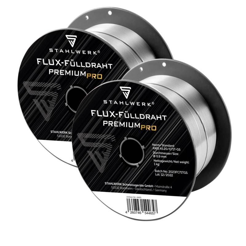 STAHLWERK Schweißdraht MIG MAG Premium Fülldraht E71T-GS Ø 0,9 mm 1 kg 2er Set von STAHLWERK