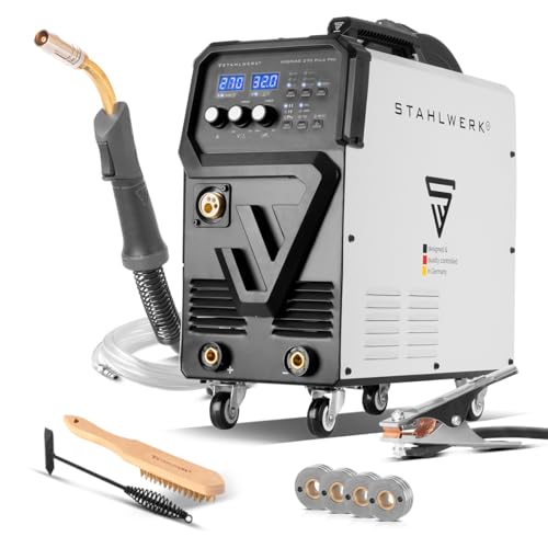 STAHLWERK Schweißgerät 4 in 1 Kombi MIG 270 Puls Pro - Schutzgas-Schweißgerät mit Pulsfunktion, 270 A, Alu geeignet, synergischem Drahtvorschub, 4-Rollen-Antrieb, Lift TIG und MMA, ARC Funktion von STAHLWERK