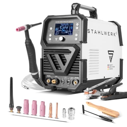 STAHLWERK Schweißgerät 2 in 1 Kombi AC/DC WIG 200 ST - digital, WIG & MMA 200 A, HF-Zündung, Spot-Funktion, Clean-Modus, IGBT, Digital-Display & Remote-Anschluss von STAHLWERK