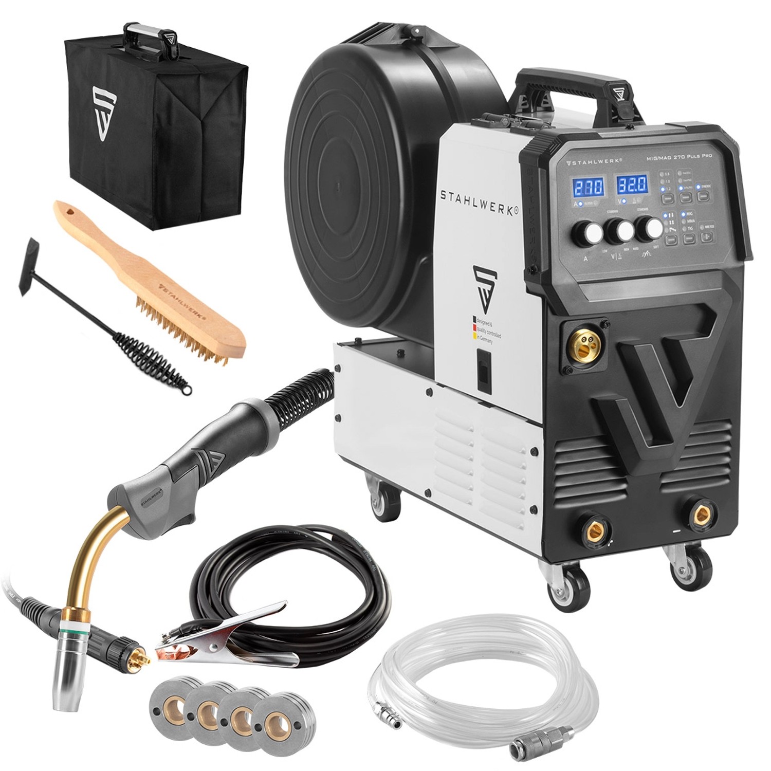STAHLWERK Schweißgerät MIG 270 Puls Pro 4-in-1 Schweißgerät Pulsfunktion 270 A von STAHLWERK