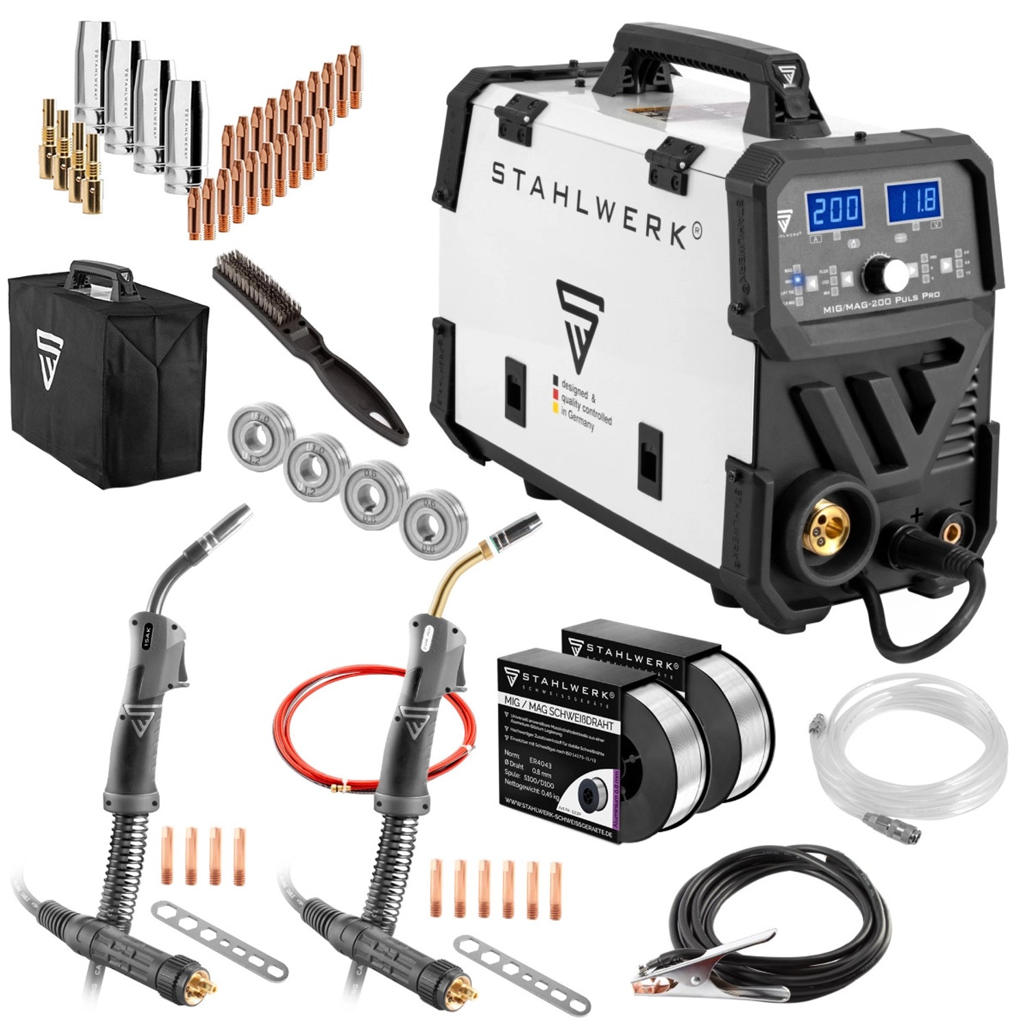 STAHLWERK Schweißgerät MIG MAG 200 Puls Pro IGBT Schutzgas Kombigerät 200 Ampere von STAHLWERK