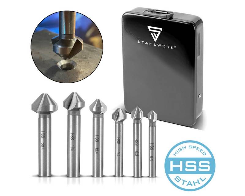 STAHLWERK Senkbohrer HSS Kegelsenker 6er Set 90° 6,3-20,5 mm DIN 335 von STAHLWERK