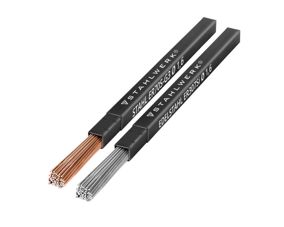 STAHLWERK Stabelektroden 1,6 mm WIG Schweißstäbe Stahl + Edelstahl je 1 kg, (Packung), WIG Schweißstäbe Stahl / Edelstahl / Ø 1,6 mm x 500 mm / je 1 kg von STAHLWERK
