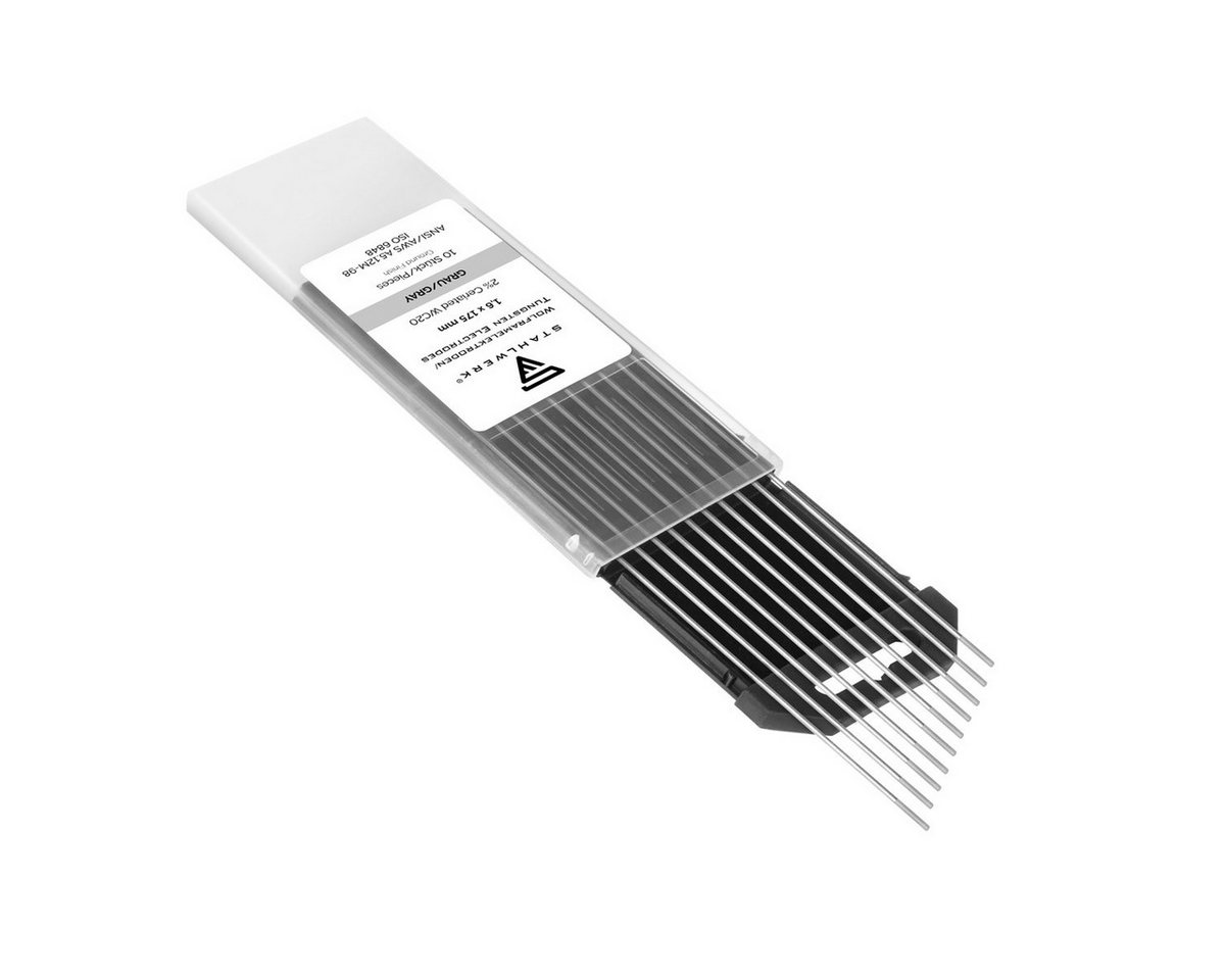 STAHLWERK Stabelektroden 10 x WIG Wolfram Schweißelektroden Grau 1,6 mm, (Packung), Universalelektrode für nahezu alle Anwendungen bis 150 A von STAHLWERK