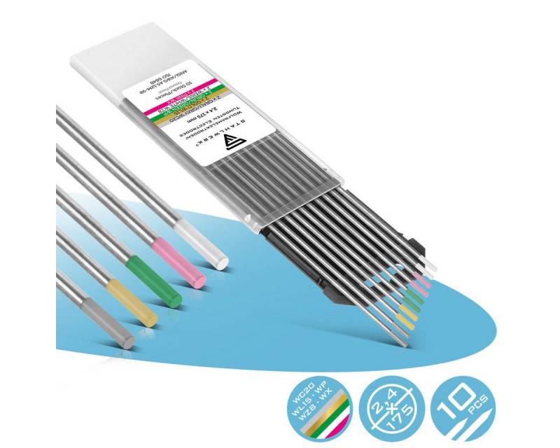STAHLWERK Stabelektroden 10 x WIG Wolframelektroden 2,4 mm versch. Sorten, (Packung), beste Schweißeigenschaften sorgen für ein perfektes Arbeitsergebnis. von STAHLWERK